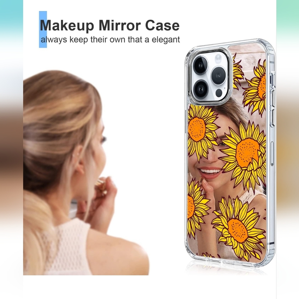 Iphone 14 Pro Max Case Cute Sunflower Makeup Mirror Cover- new in package